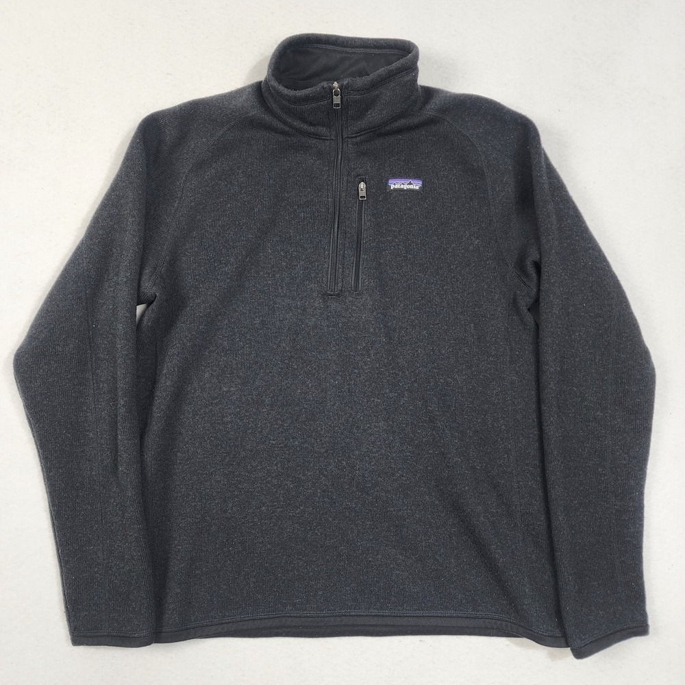 Patagonia Better Sweater Fleece Jacket Men Large Black Raglan Sleeve Quarter Zip